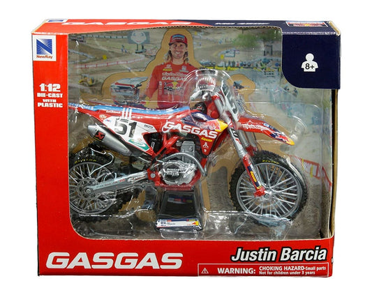 GasGas 450F Troy Lee Designs #51 Justin Barcia Red Bull Motorcycle 1:12